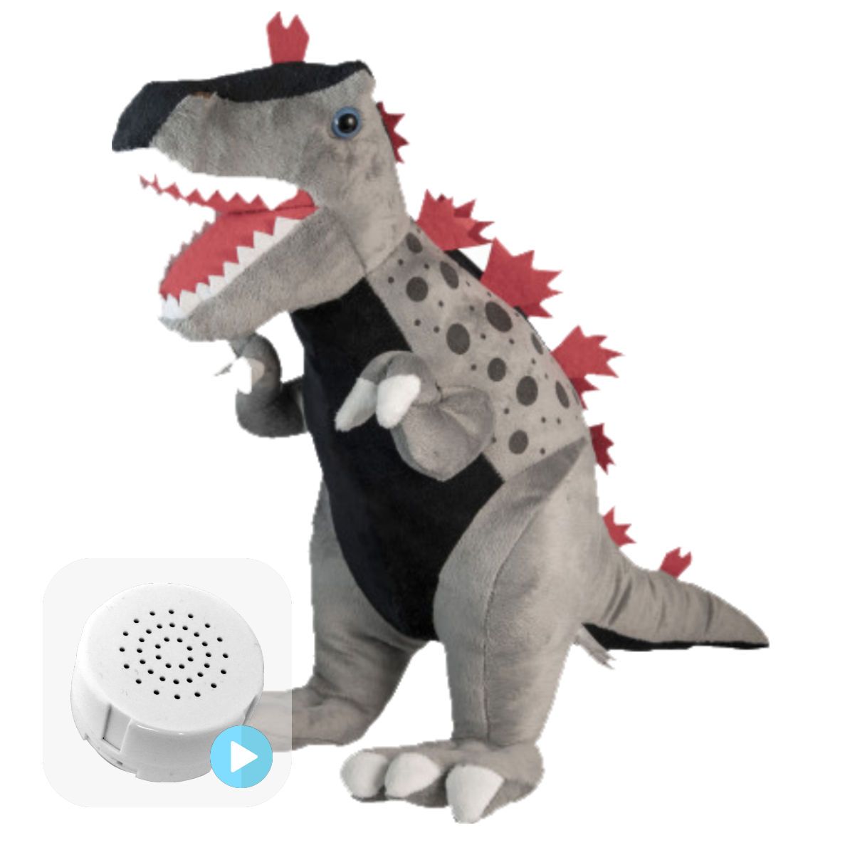 Cuddly Grey Tyrannosaurus 16" Baby Heartbeat Bear
