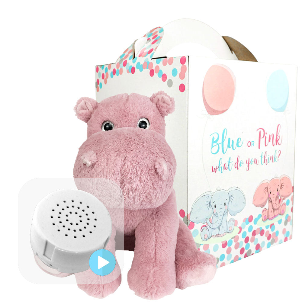 Hippo 16" ECO Gender Reveal Heartbeat Bear
