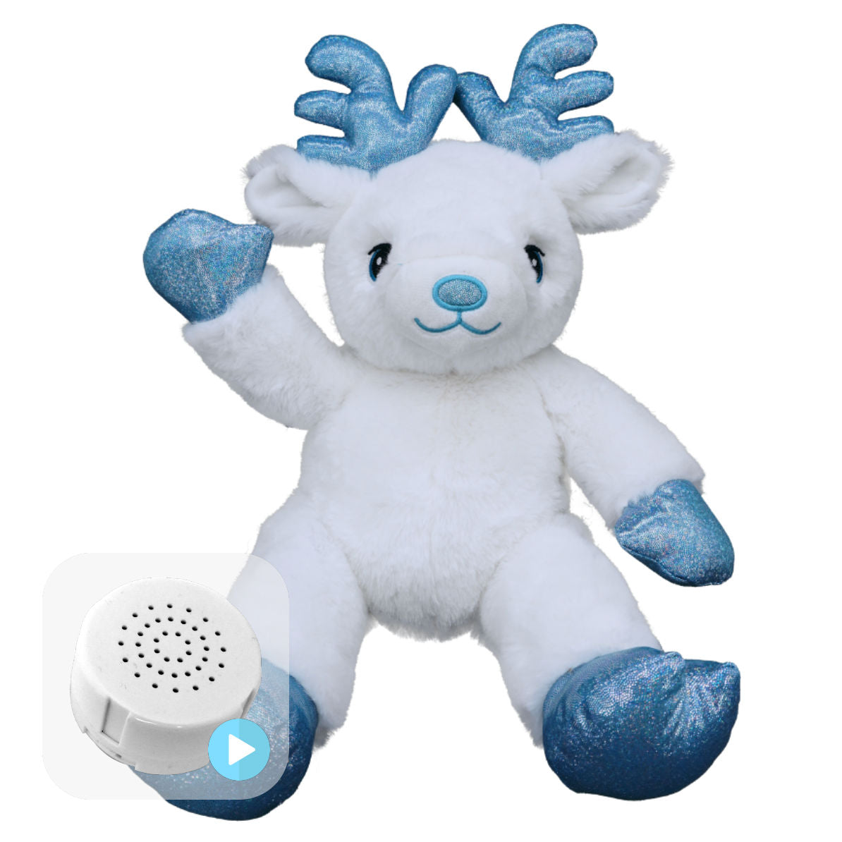 Ryder the Blue & White Reindeer 16" Baby Heartbeat Bear