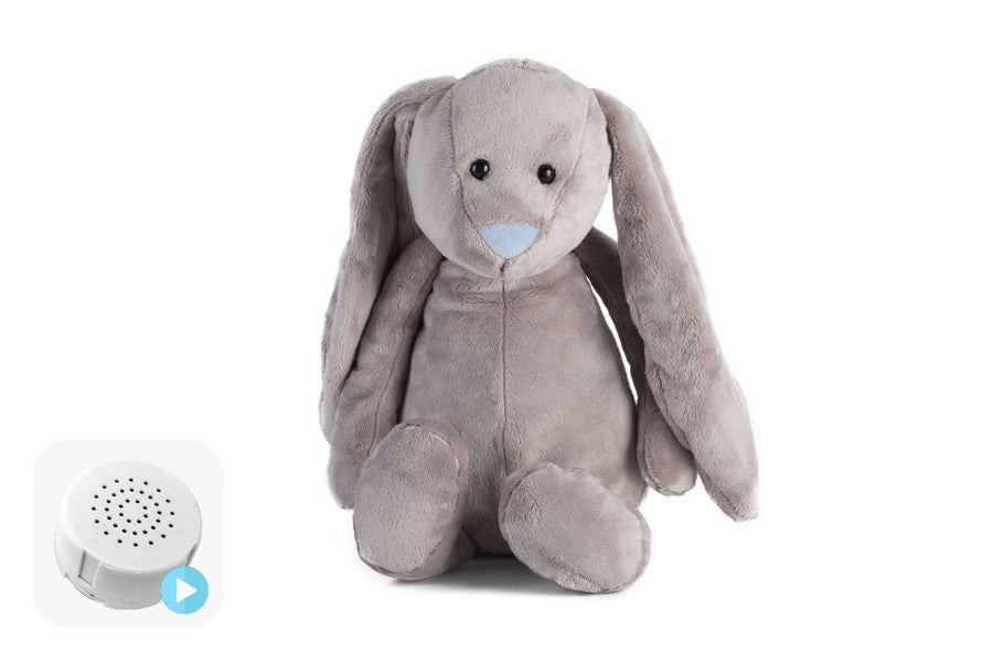 Flopsy Grey Bunny Blue Nose 16" Baby Heartbeat Bear